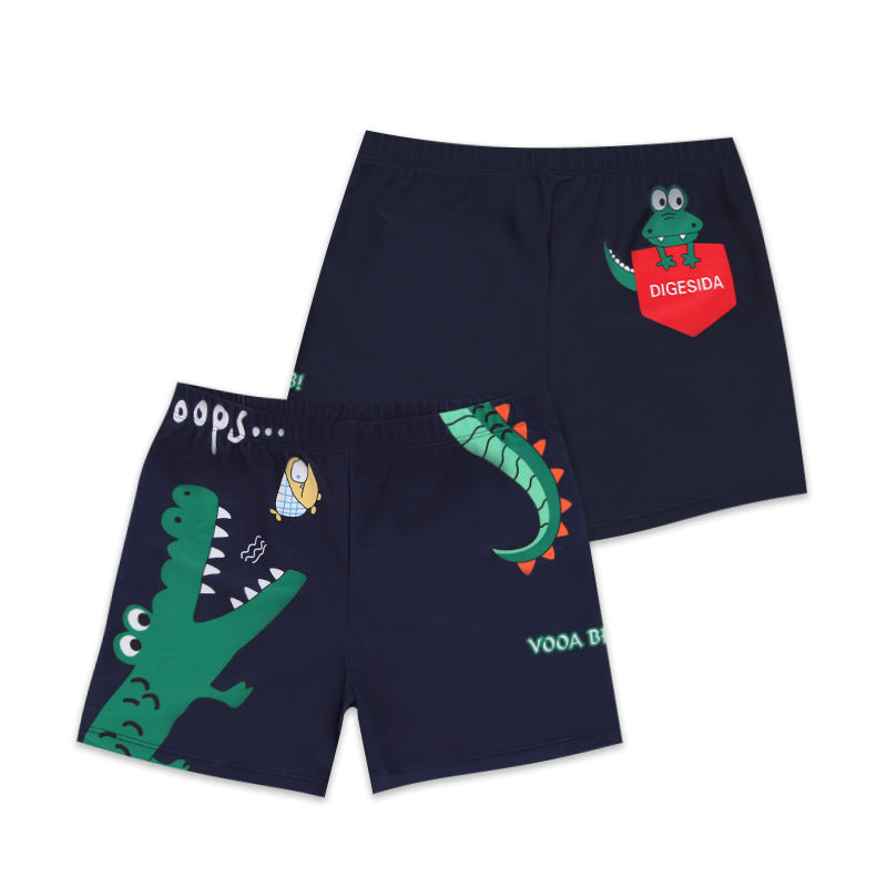 Children's Cartoon Swimwear Trunks & Caps
