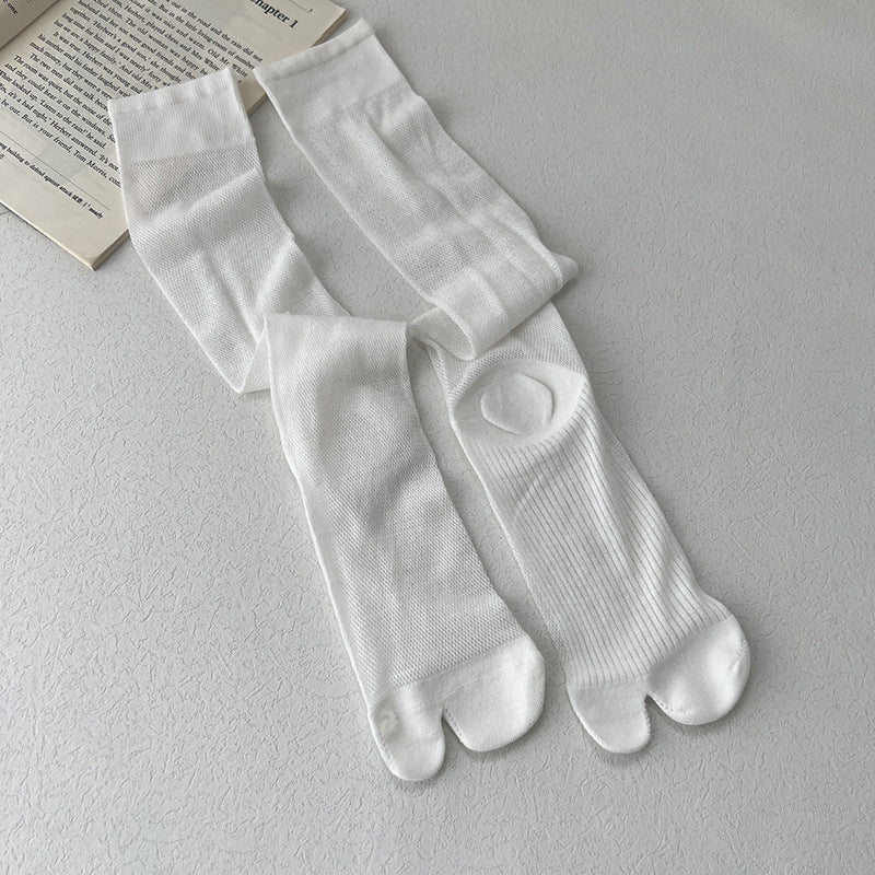 Tabi Split Toe Socks Women - Sheer Mesh Calf High Summer Socks