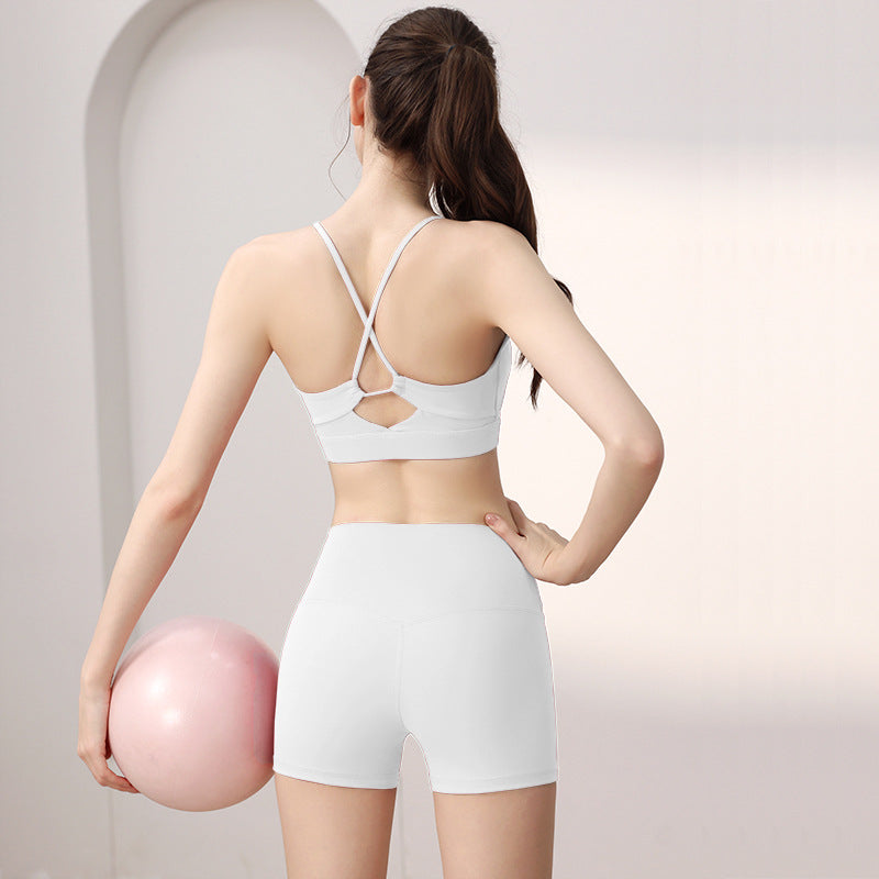 Supportive Sports Bra and Shorts Set - Breathable Yoga Activewear