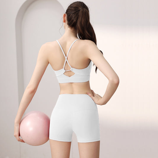 Supportive Sports Bra and Shorts Set - Breathable Yoga Activewear