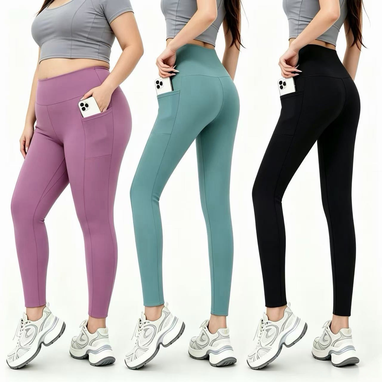 High Waist Butt-Lifting Yoga Leggings with Side Pockets