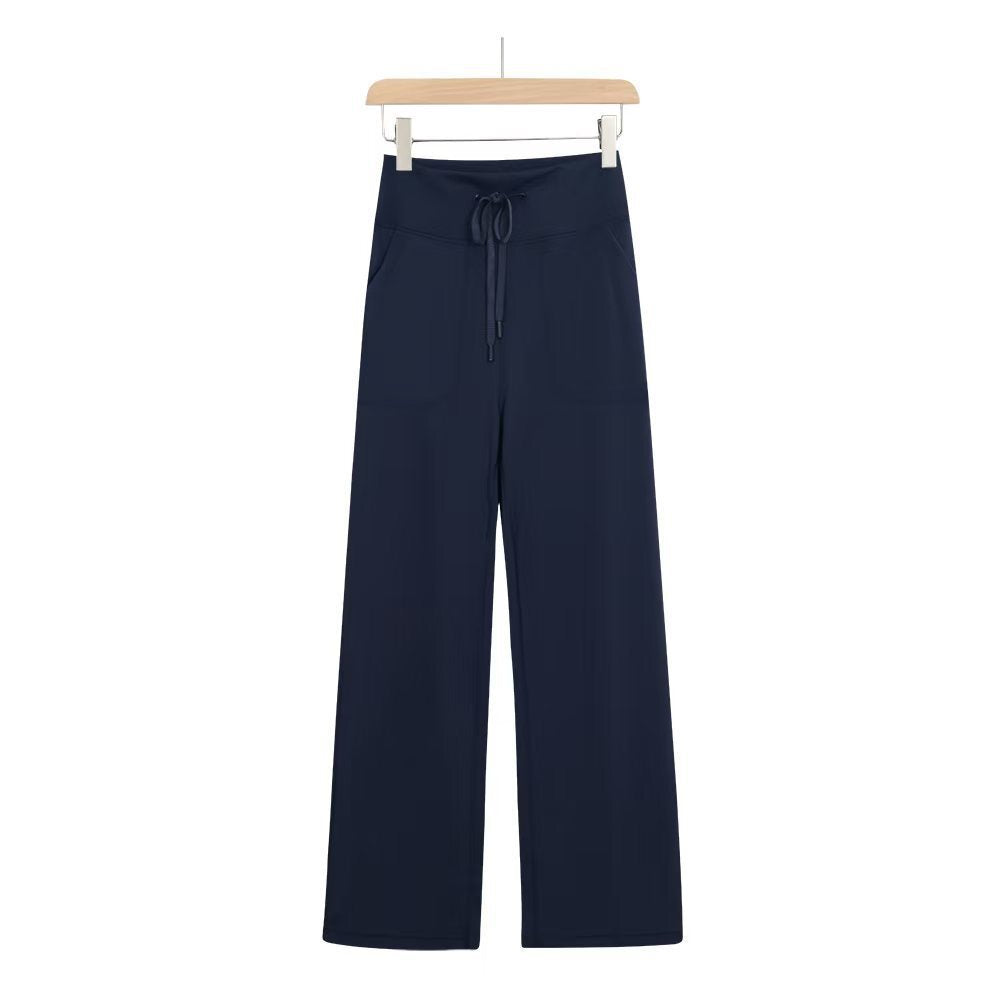 High-waisted drawstring wide leg lounge pants