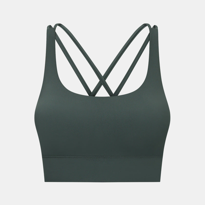 Crossback Sports Bra Matte Texture Wireless Support
