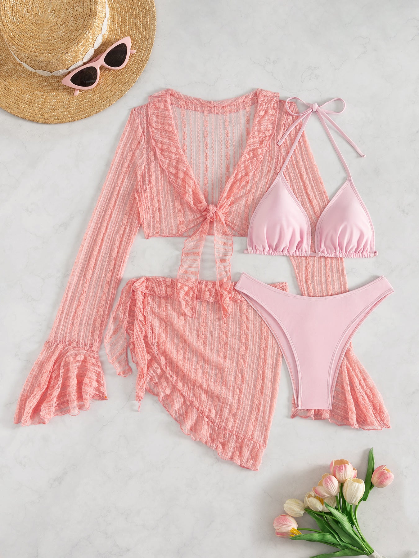 Mesh Wrap Bikini Set