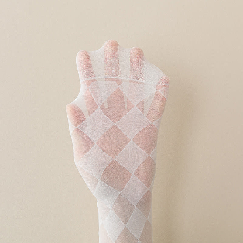 Sheer Crystal Patterned Mid Calf Socks for Women