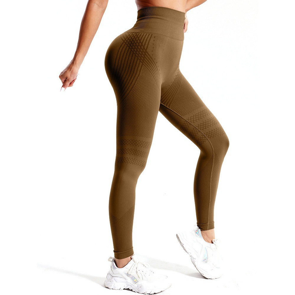 跨境无缝提臀健身裤女收腹紧身透气速干裸感高腰瑜伽裤提臀蜜桃臀