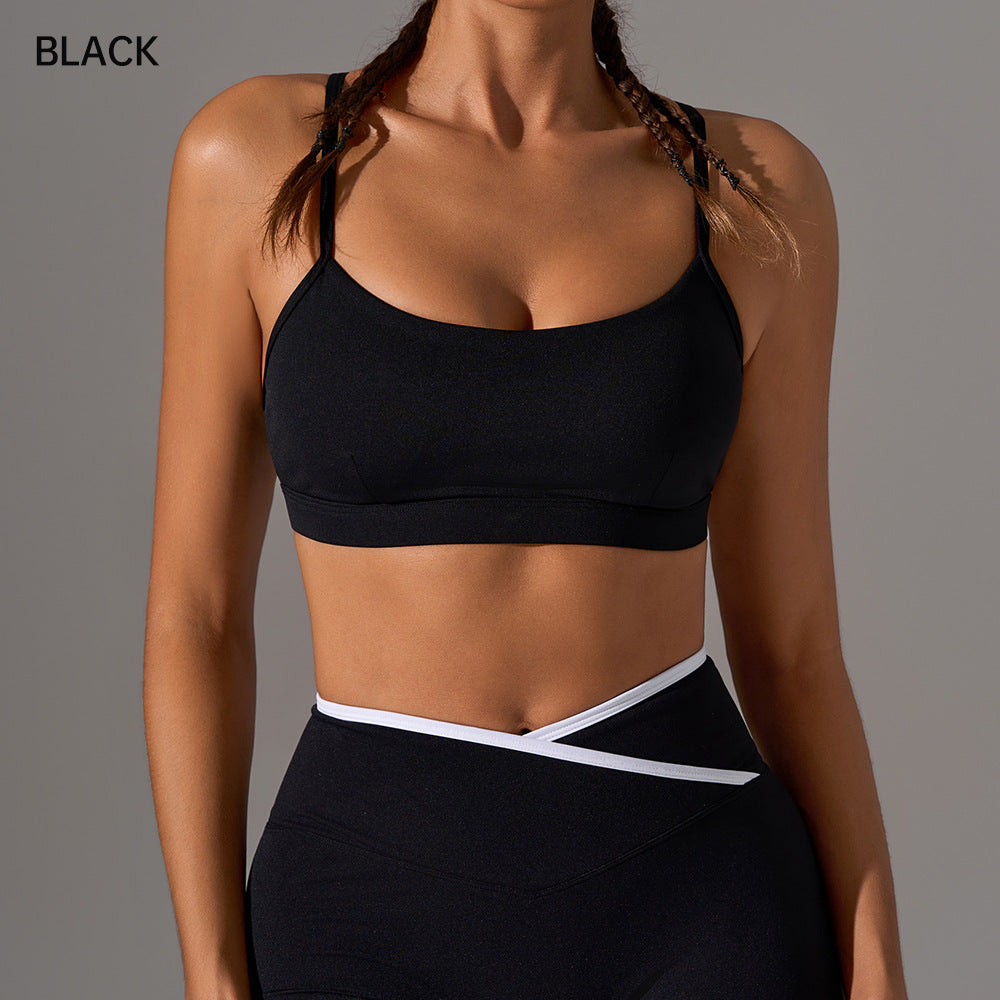 Cross-Back Yoga Bra Adjustable Straps Naked Feel Fitness Bra