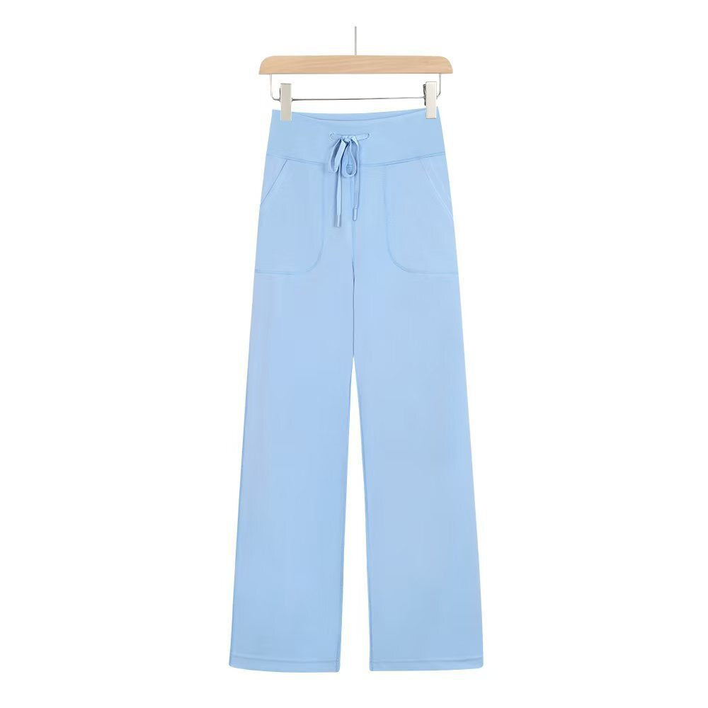 High-waisted drawstring wide leg lounge pants