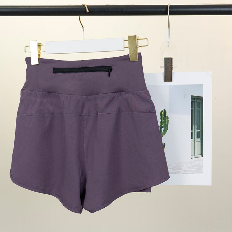 High-waisted anti-showthrough shorts women - breathable quick-dry summer fitness shorts with hidden pockets