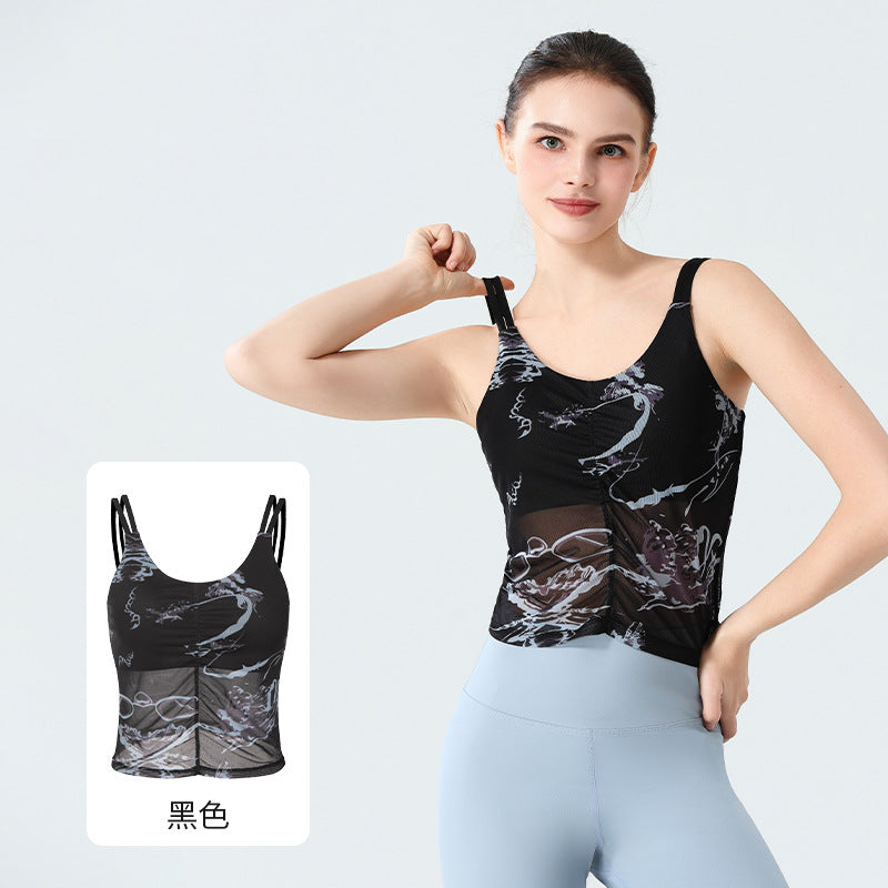 New Chinese Style Fitness Camisole with Chest Pad