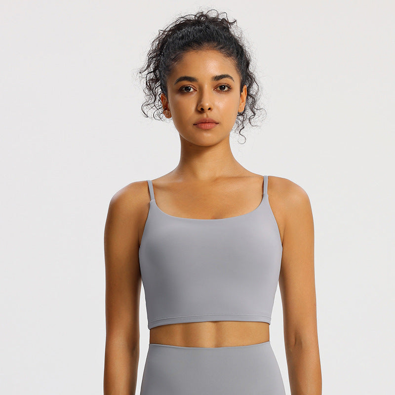 Nude Feel Yoga Camisole Top Padded Strappy Back Cami