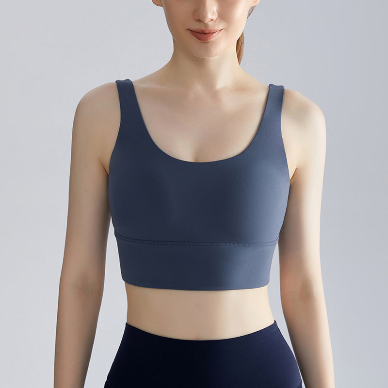 U-Back Fixed Cup Sports Bra - Seamless Support for Running Yoga & Fitness