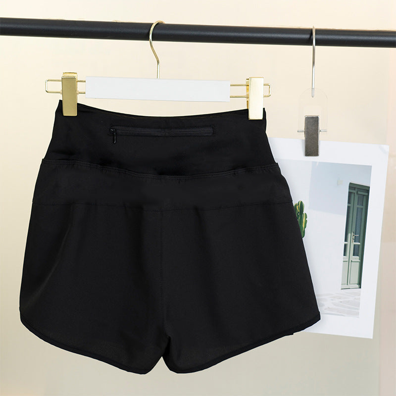 High-waisted anti-showthrough shorts women - breathable quick-dry summer fitness shorts with hidden pockets