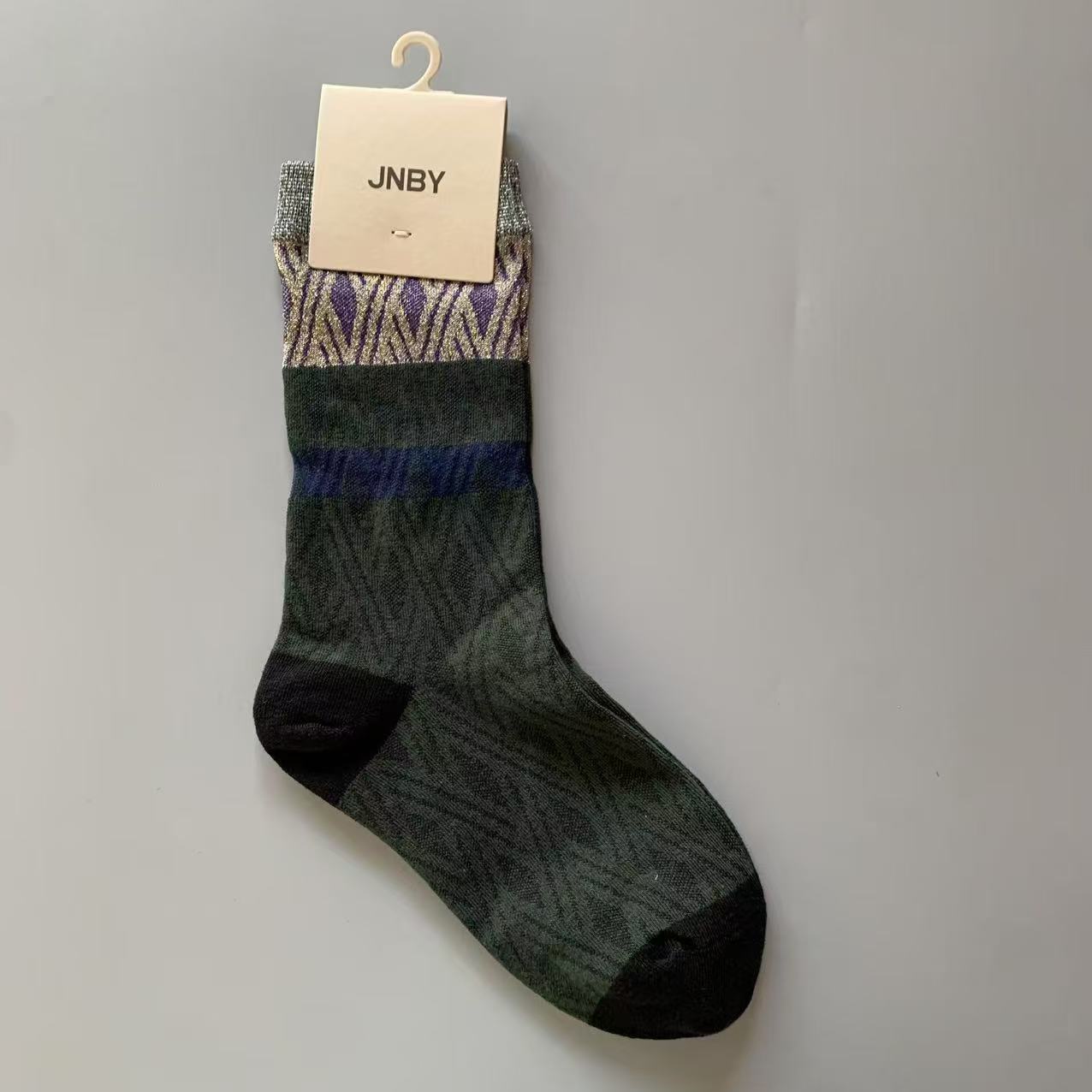 Vintage Jacquard Mid-Calf Socks for Women - Retro Patterned Crew Socks