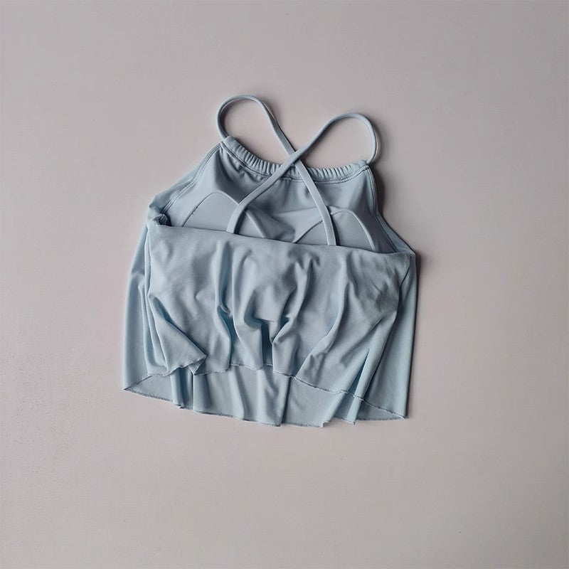 Mesh Yoga Tank Top with Built-in Bra - Stretch Activewear Vest