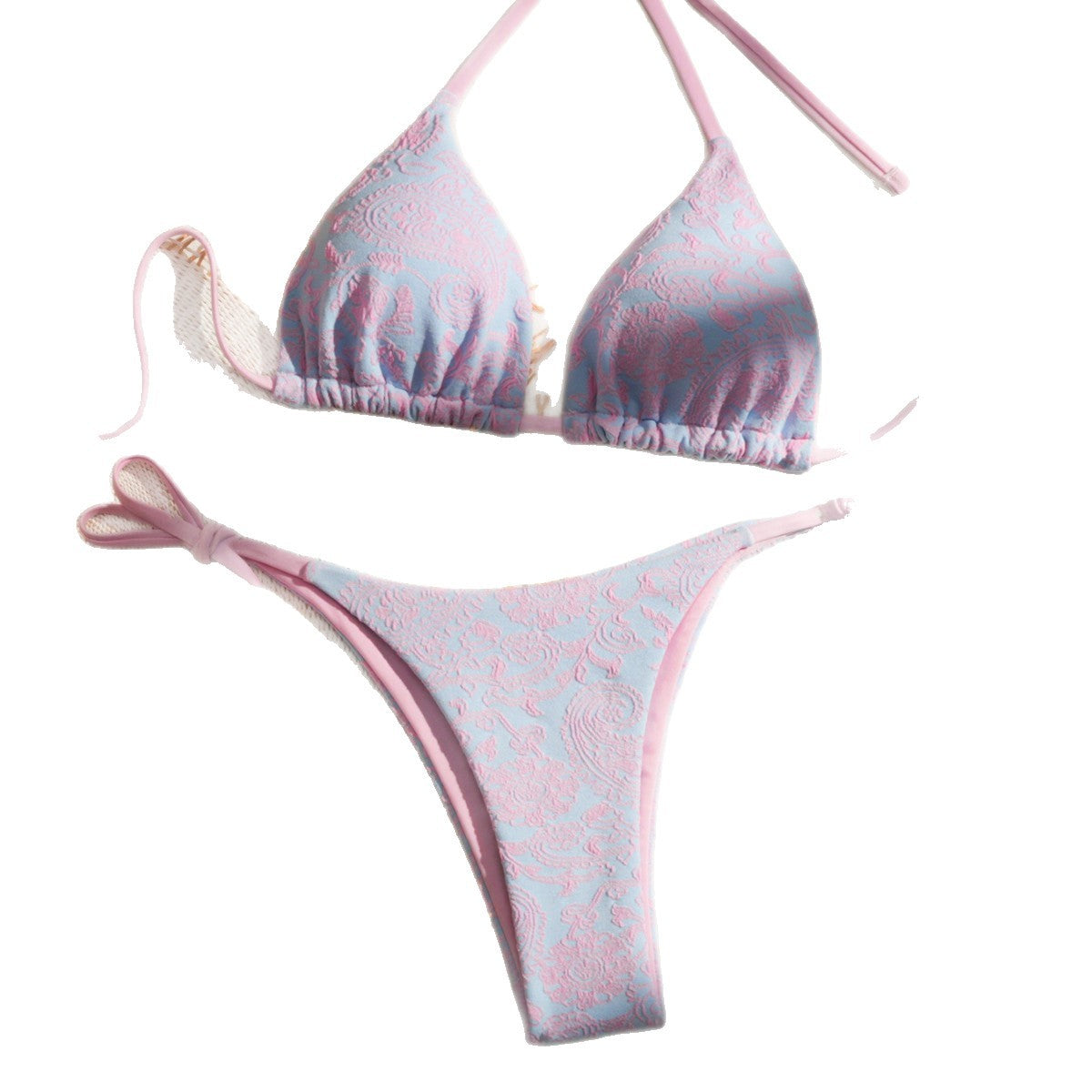Floral Print Tie Bikini Set - Pastel Patterns & Ruched Tops
