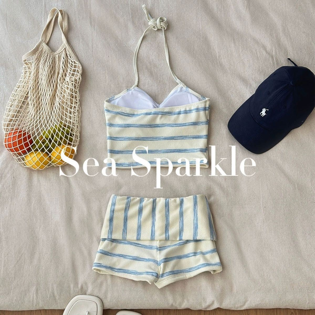 Striped French Riviera two-piece swim set