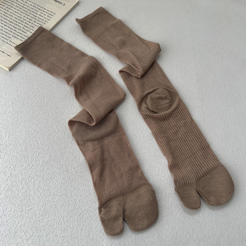 Tabi Split Toe Socks Women - Sheer Mesh Calf High Summer Socks