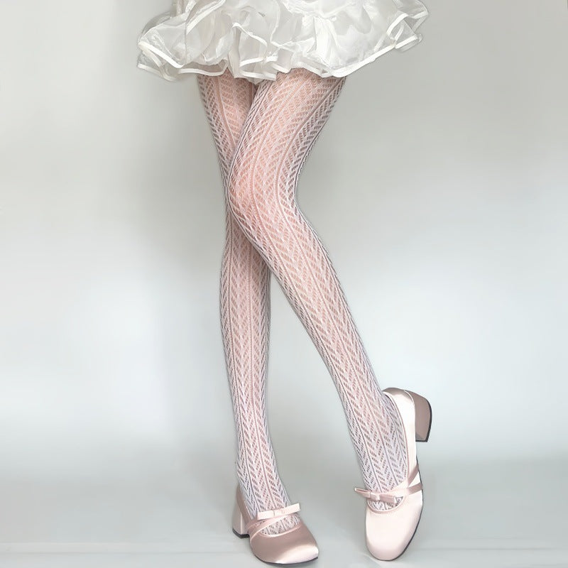 Lace Floral Mesh Tights - Sheer Patterned Pantyhose for Women