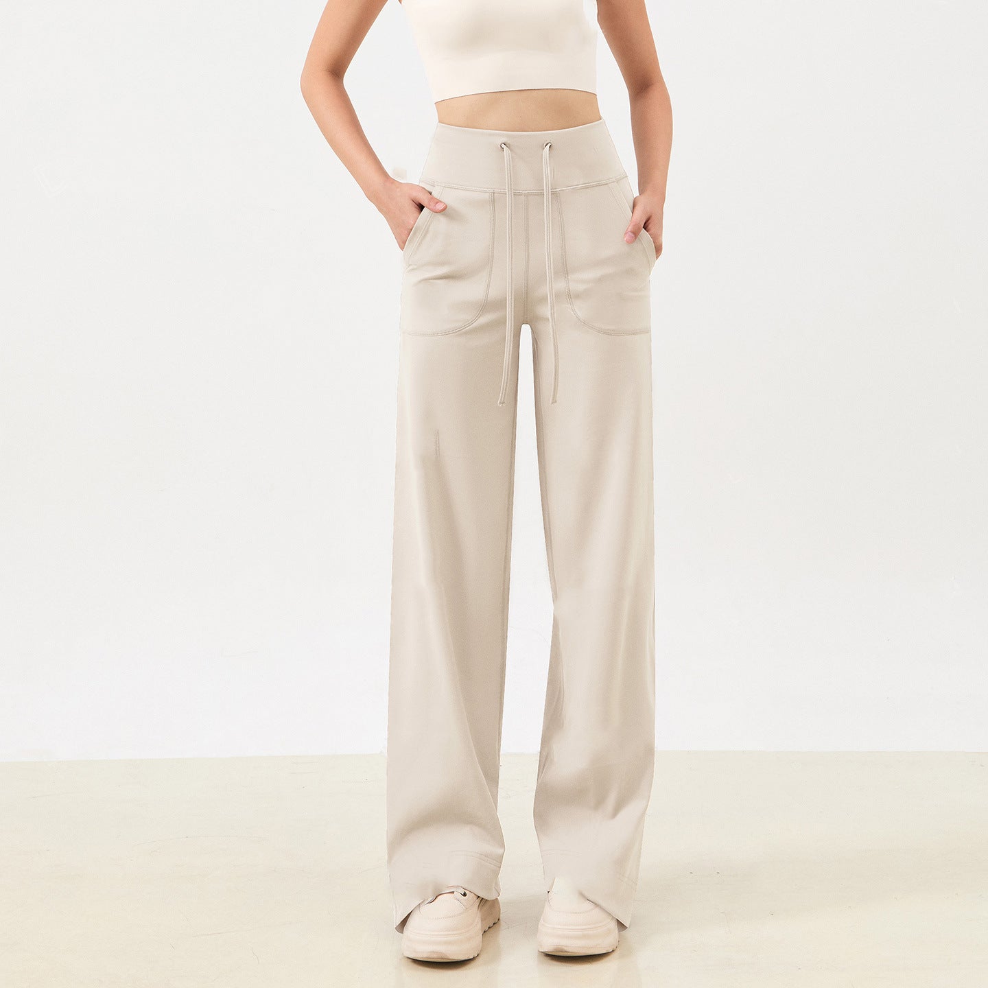 High-Waisted Drawstring Lounge Pants with Pockets