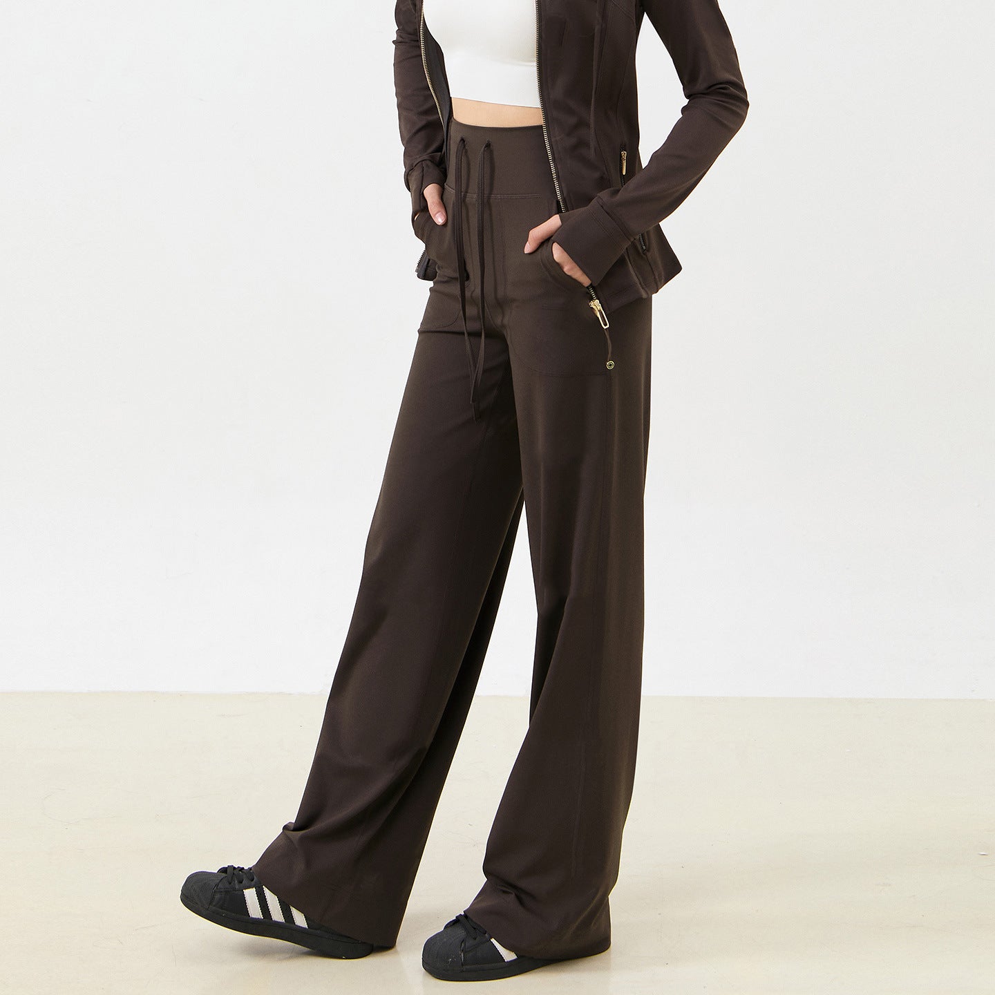 High-Waisted Drawstring Lounge Pants with Pockets