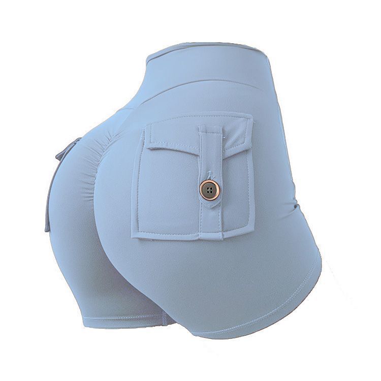 High Waist Elastic Cargo Shorts Butt Lift Yoga Fitness Shorts