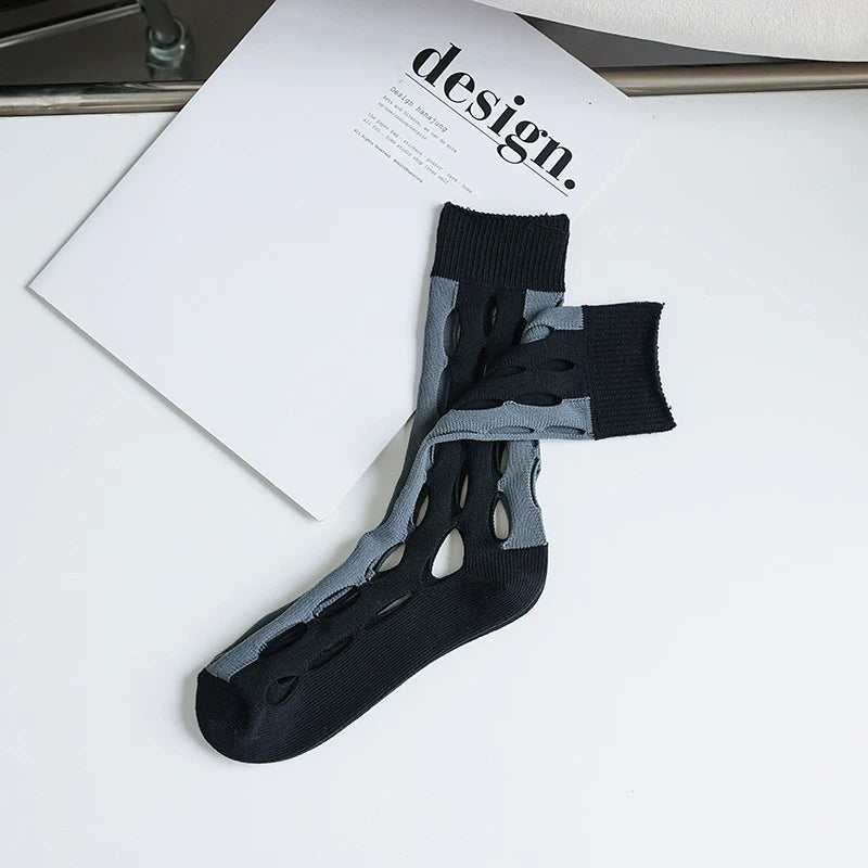 Sheer Mesh Polka Dot Mid Calf Socks Women Breathable Fashion