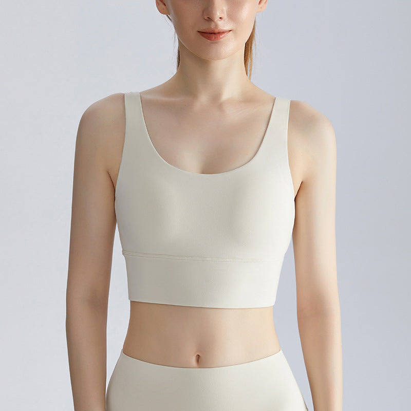 U-Back Fixed Cup Sports Bra - Seamless Support for Running Yoga & Fitness