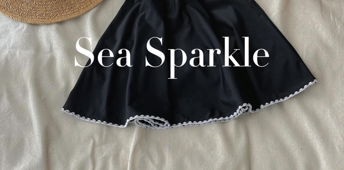 High-End Embroidery Trim Black One-Piece Swimsuit with Skirt