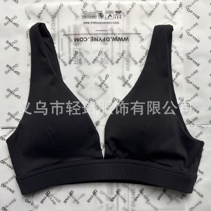 Deep V Push-Up Bra with Triangle Cups - Yoga Sports Bra
