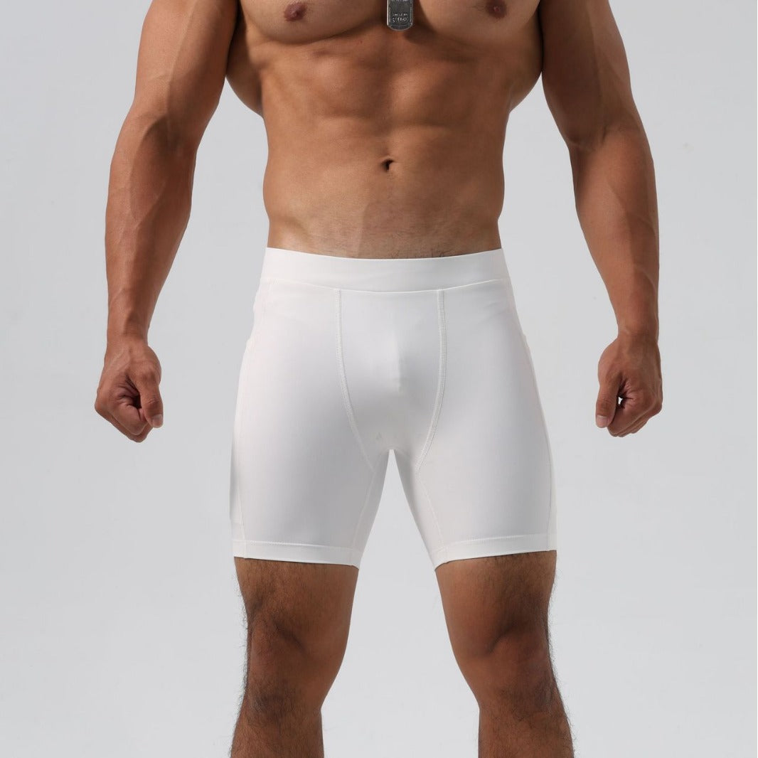 Men's Ultra-Stretch Compression Shorts with Pockets - Charcoal Grey, Black, White