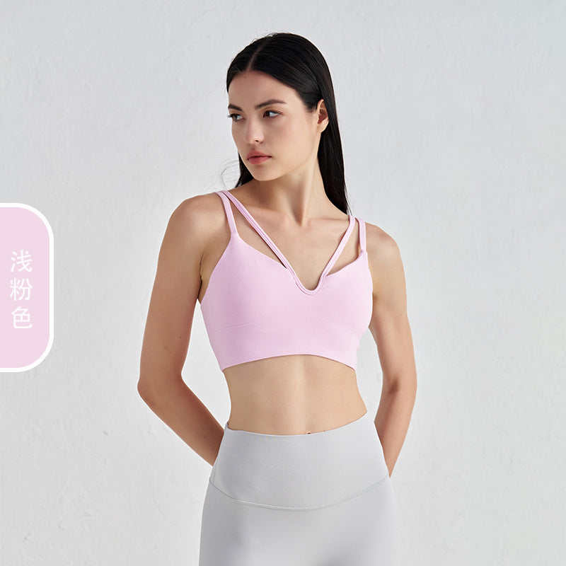 V-neck Strappy Yoga Camisole with Padded Support & Fine Shoulder Straps