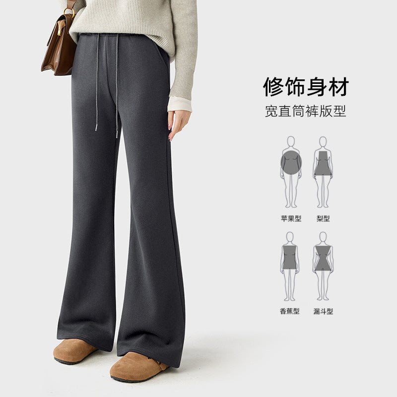 微喇运动裤女春秋2025新款高腰垂感阔腿喇叭裤休闲美式裤子喇叭裤