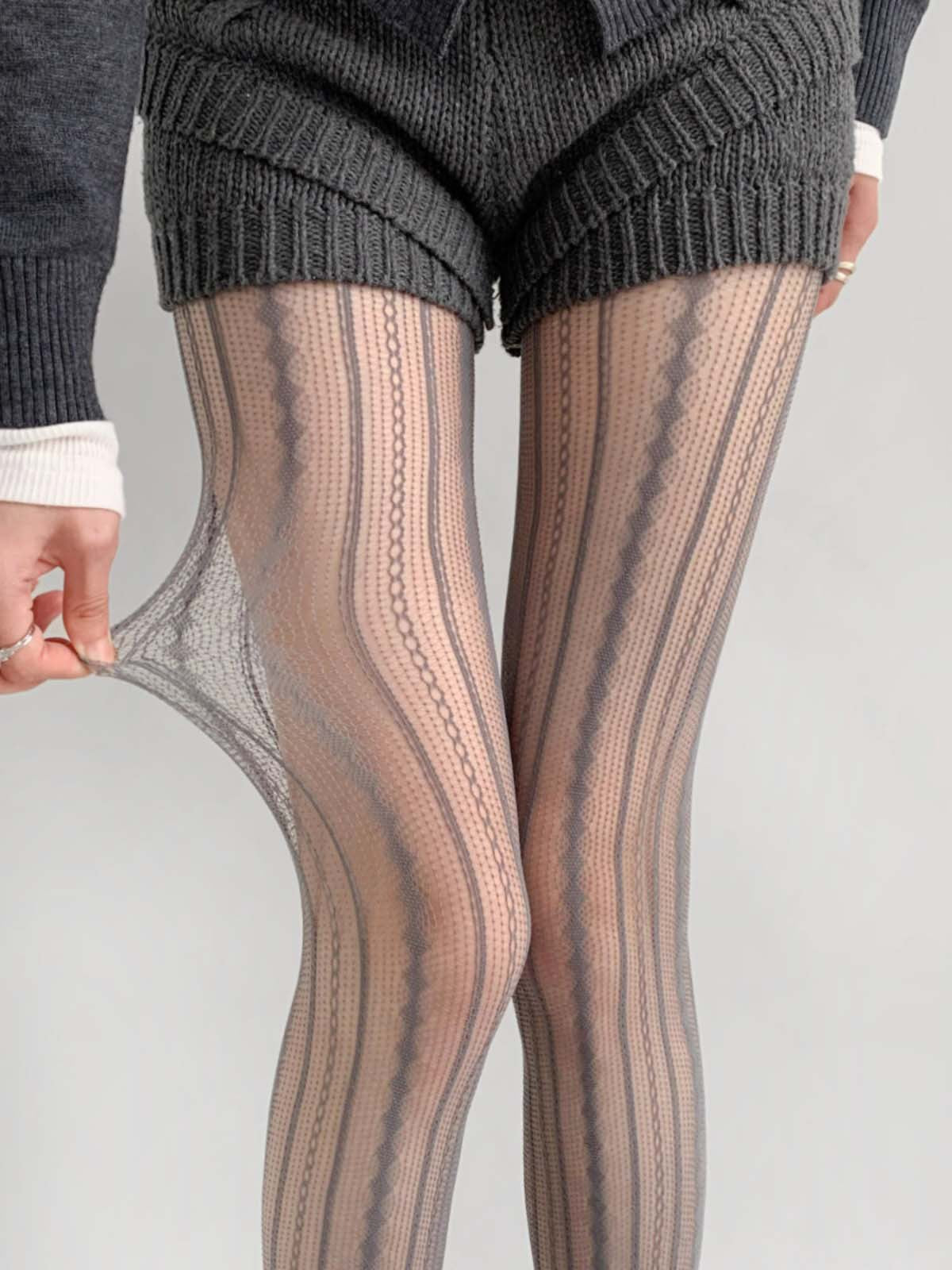Ripped Lace Fishnet Tights Cutout Stockings Y2K Punk Style