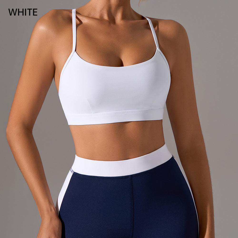 Cross-Back Yoga Bra Adjustable Straps Naked Feel Fitness Bra