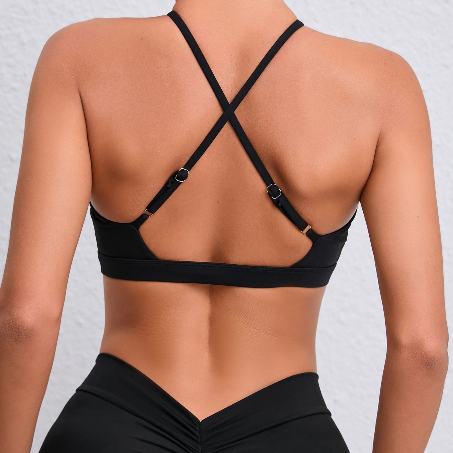 Cross-Back Scrunch Sports Bra - Moisture-Wicking Crisscross Yoga Bras