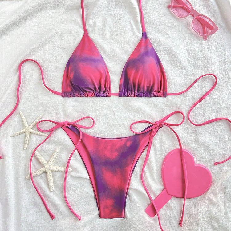 Tie-Dye Bikini Set - Halter Neck String Bikinis