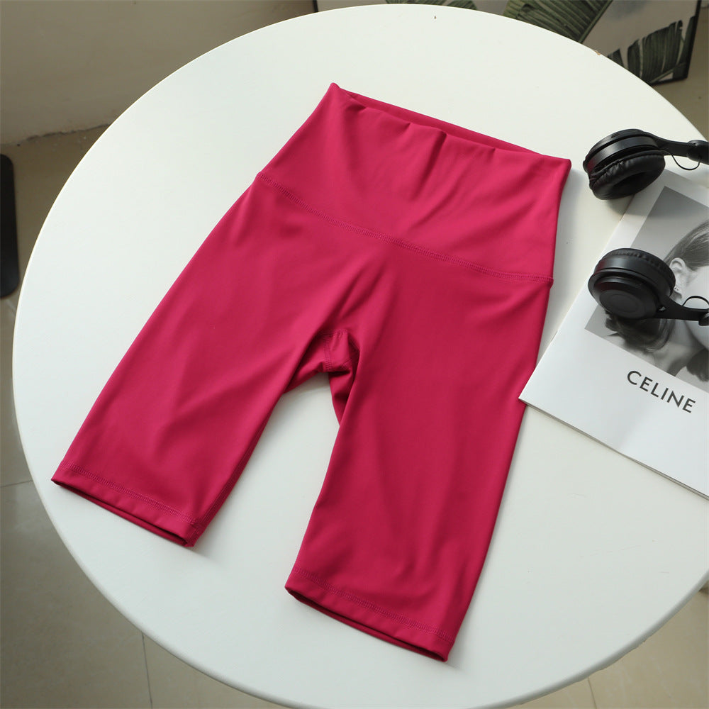 High-waisted five-quarter yoga shorts: sculpting comfort for summer athleisure