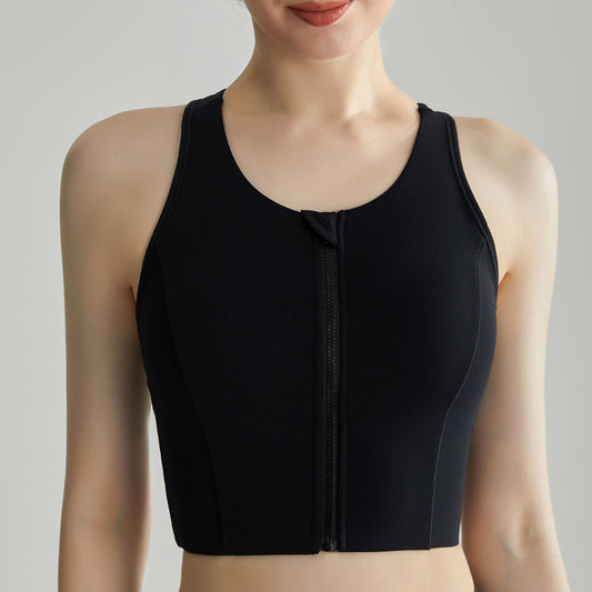 High Support Front Zip Sports Bra with Secure Cupping