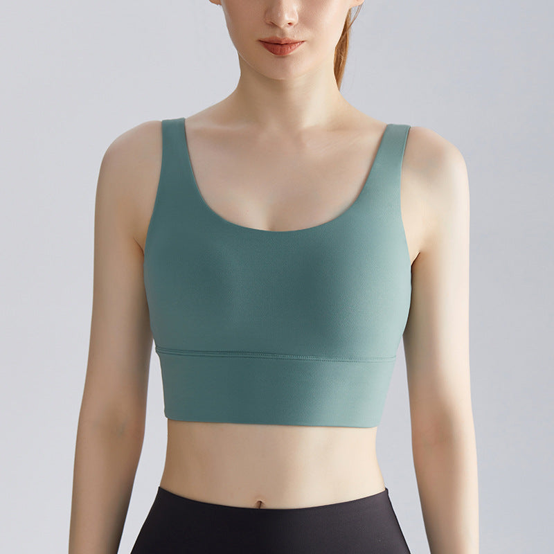 U-Back Fixed Cup Sports Bra - Seamless Support for Running Yoga & Fitness
