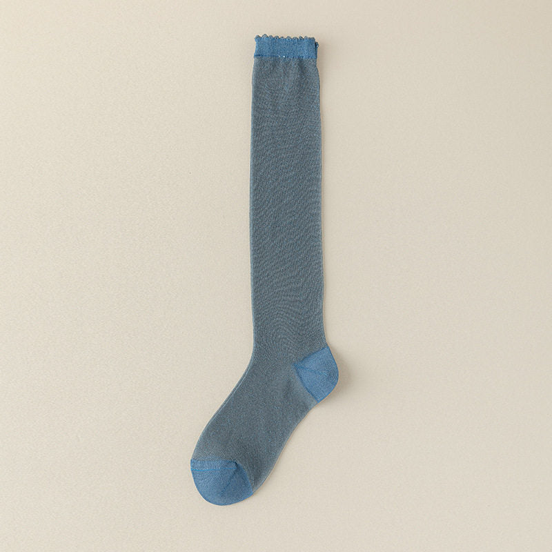Sheer Knee High Stockings - Glossy Thin Summer Socks