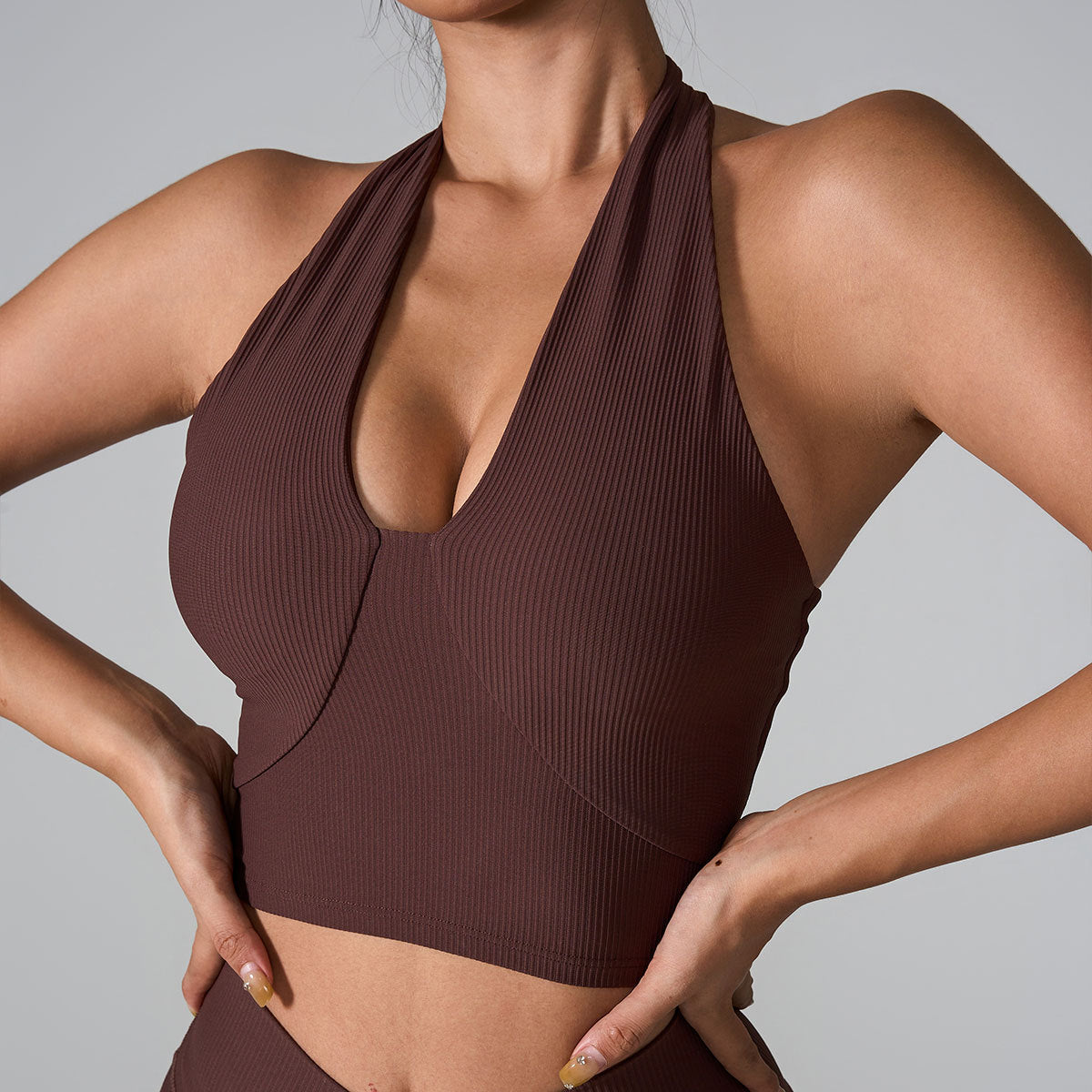Hang Neck Sports Bra - Motion Ribbed Yoga Camisole