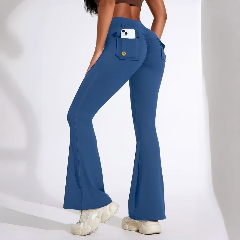 butt-lifting flared yoga leggings with cargo pockets