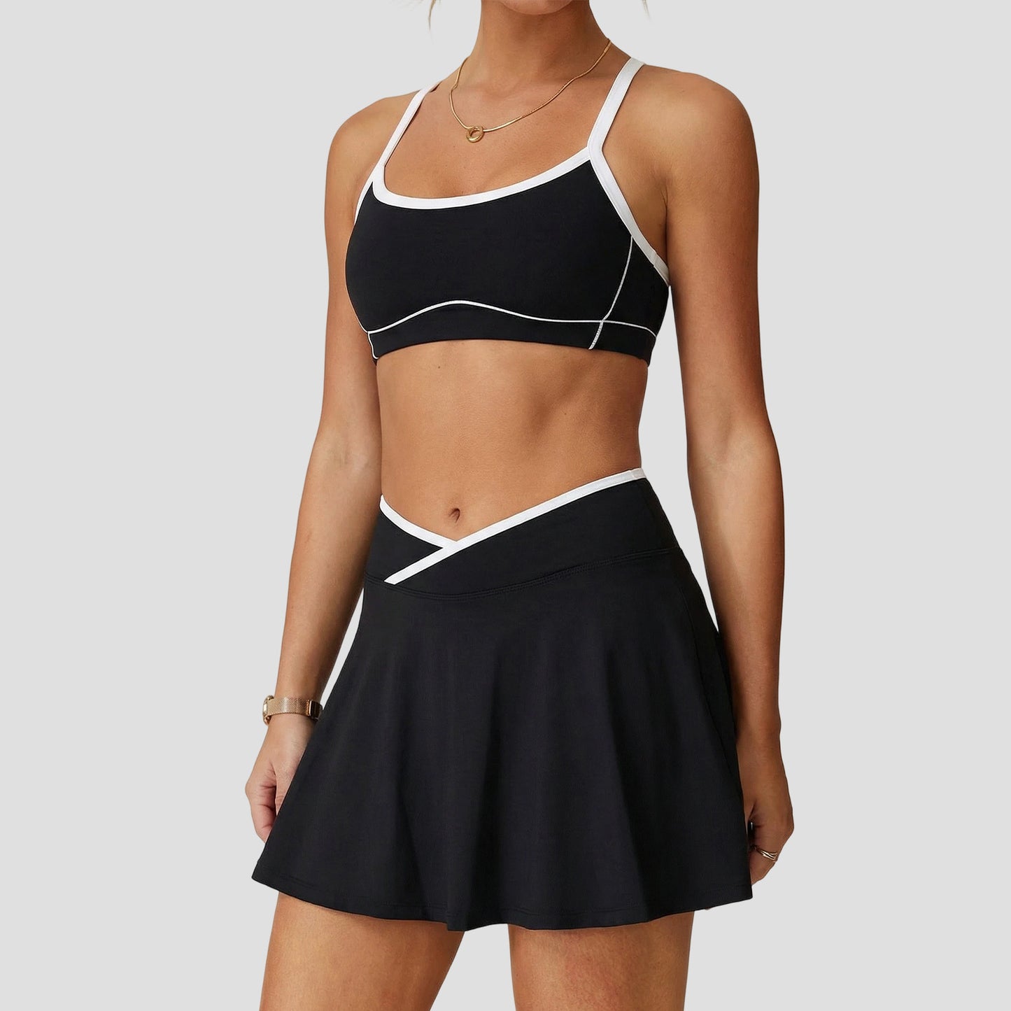 Strappy Bra & Mini Skirt Active Set - Naked Feel Yoga & Sports Wear