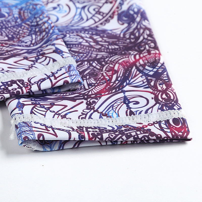 跨境热销印花瑜伽裤女紧身高腰提臀打底裤高弹透气健身运动紧身裤