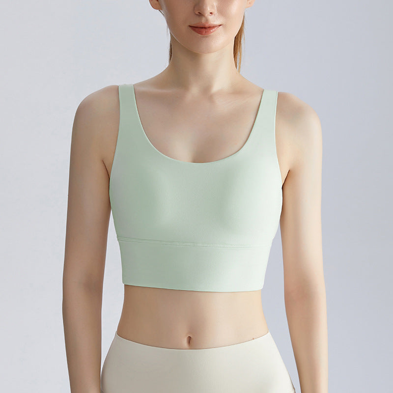 U-Back Fixed Cup Sports Bra - Seamless Support for Running Yoga & Fitness