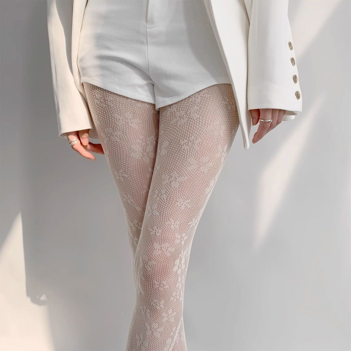 Lace Floral Mesh Tights - Sheer Patterned Pantyhose for Women