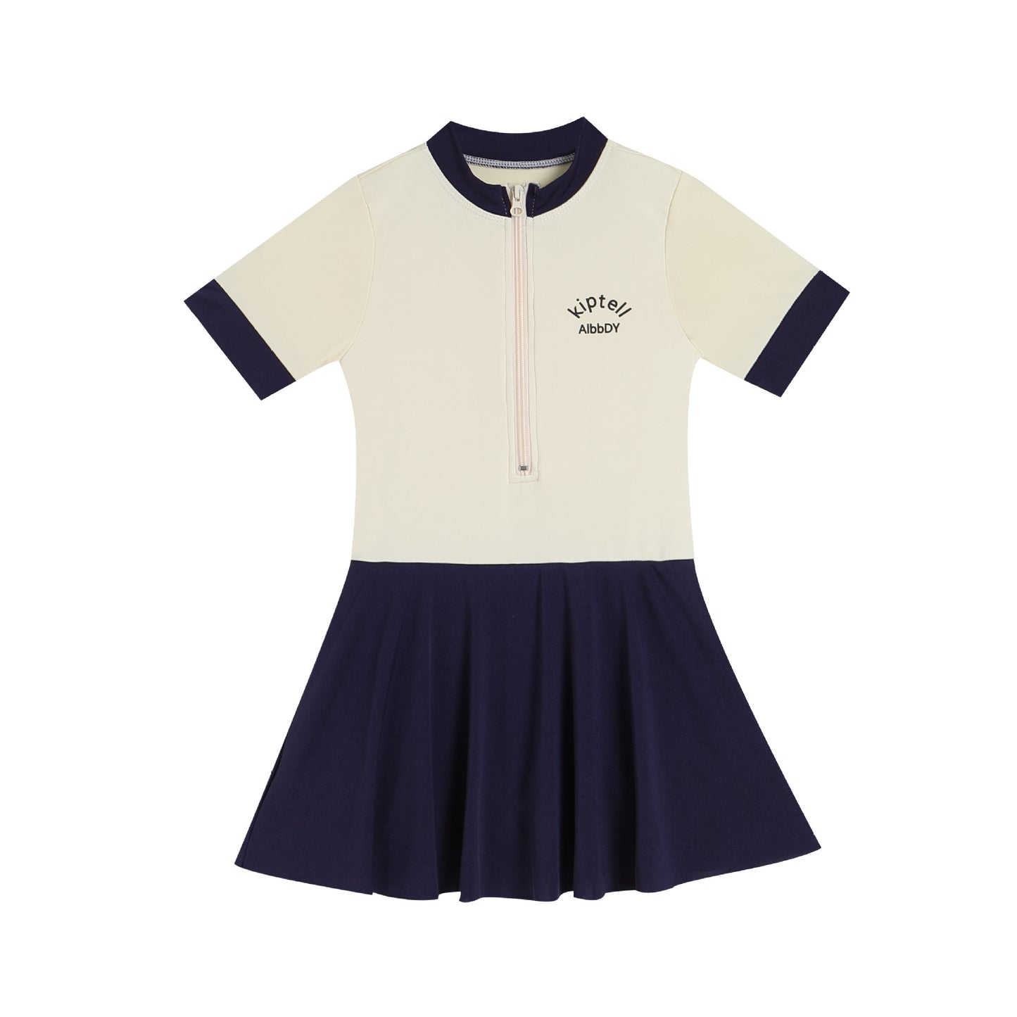 Girls Modest One Piece Swimsuit with Skirt College Style Quick Dry
