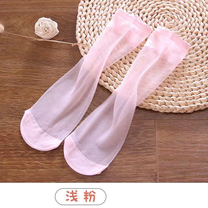 Ultra Sheer Thin Summer Stockings for Women - Ruffled Edge Ice Silk Socks