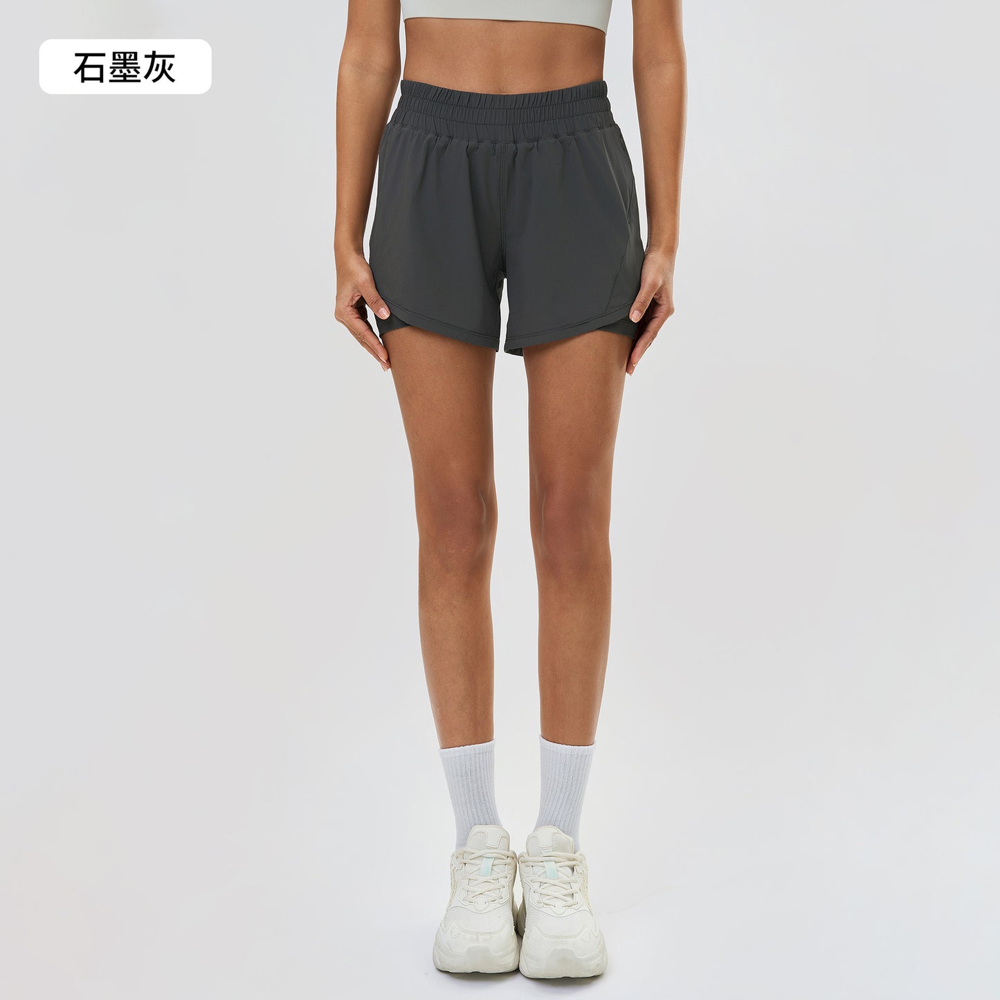 Lightweight Quick-Dry Double-Layer Active Shorts with Adjustable Drawstring Waist